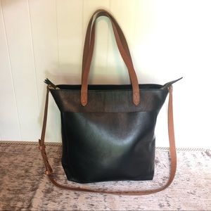 Madewell Medium Zip Transport Tote Black/Brown